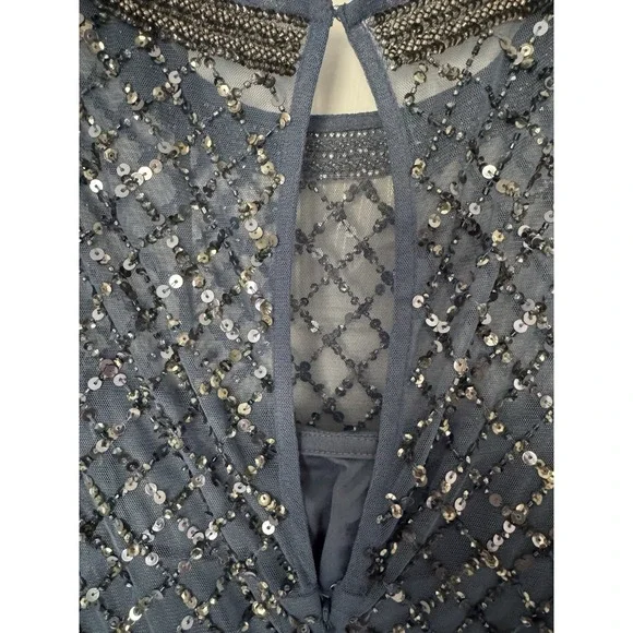 NWT Adrianna Papell Beaded Evening Gown Or Mother of Bride Sz 10 Blue - Picture 9 of 16